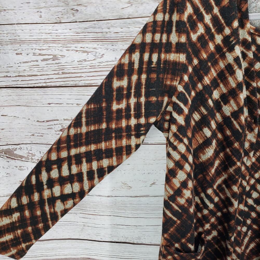 Susan Graver Women's Brown Print 2 Piece Top & Cardigan Sweater Size Large - Picture 5 of 9
